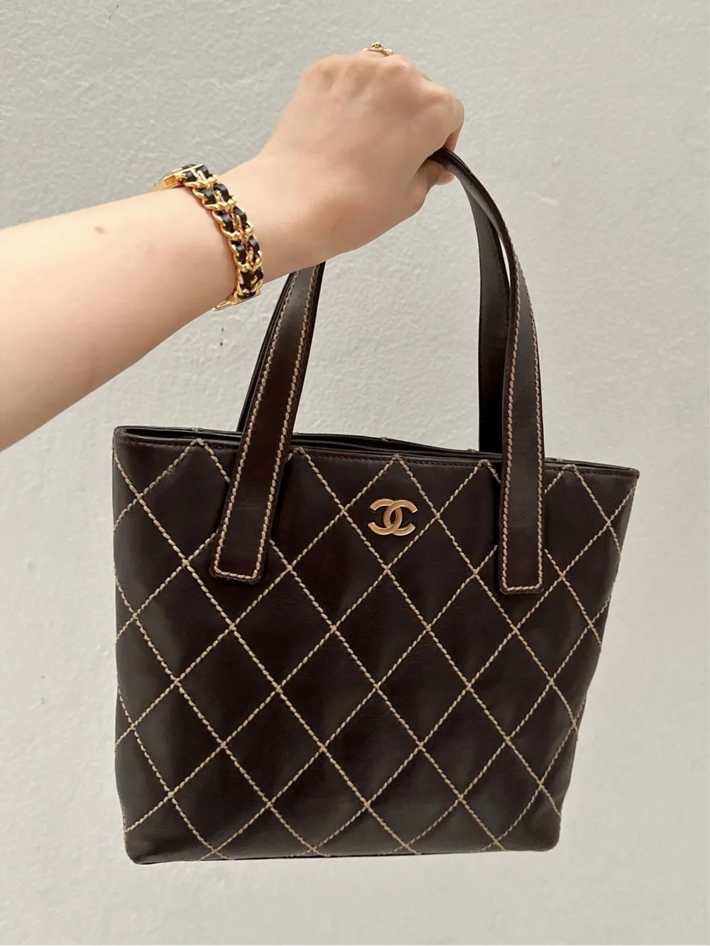 CHANEL Brown Quilted Vintage Chanel Wild Stitch Tote — Karl Lagerfeld era 🤎